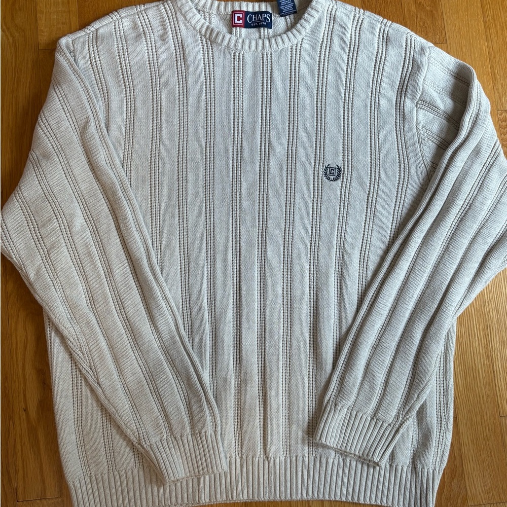 Mens Chaps Crewneck Sweater with Ribbed Knit Design Large